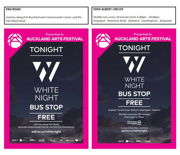 Pah Road and Eden Albert White Night Bus Shuttles