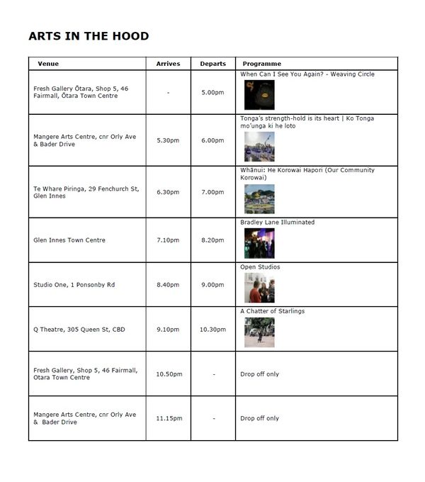 White Night Bus Schedule Arts in the Hood 8 4
